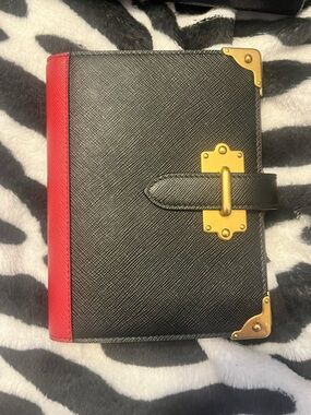 Prada Cahier Style Notebook - never used! Red, black, gold accents with box, tag